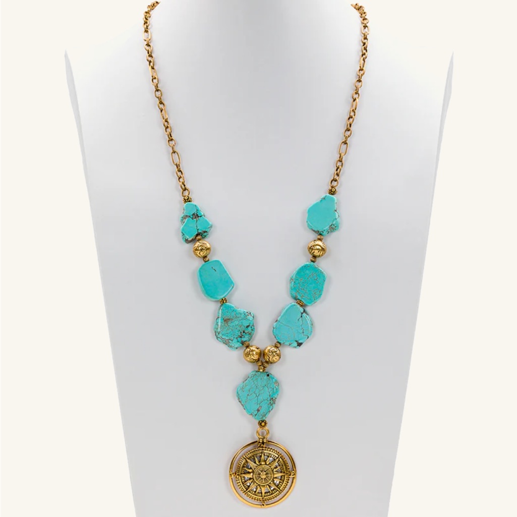 Nwt Patricia Nash Turquoise Compass Pendant Necklace 50$